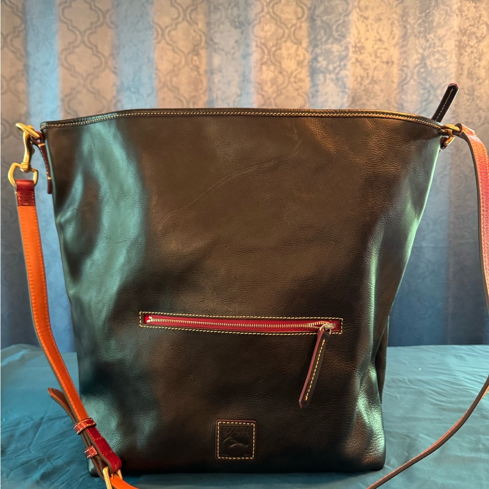 Dooney & Bourke Black Leather Bag with Red Accents